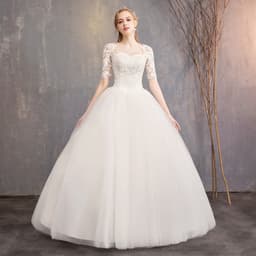 image-New Fashion Slim Fit Lace Mid Sleeve Plus Size Photo Studio Wedding Dress