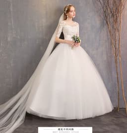 image-New Fashion Slim Fit Lace Mid Sleeve Plus Size Photo Studio Wedding Dress
