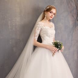 image-New Fashion Slim Fit Lace Mid Sleeve Plus Size Photo Studio Wedding Dress