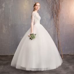 image-New Fashion Slim Fit Lace Mid Sleeve Plus Size Photo Studio Wedding Dress
