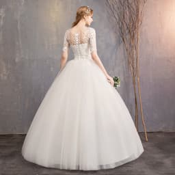 image-New Fashion Slim Fit Lace Mid Sleeve Plus Size Photo Studio Wedding Dress