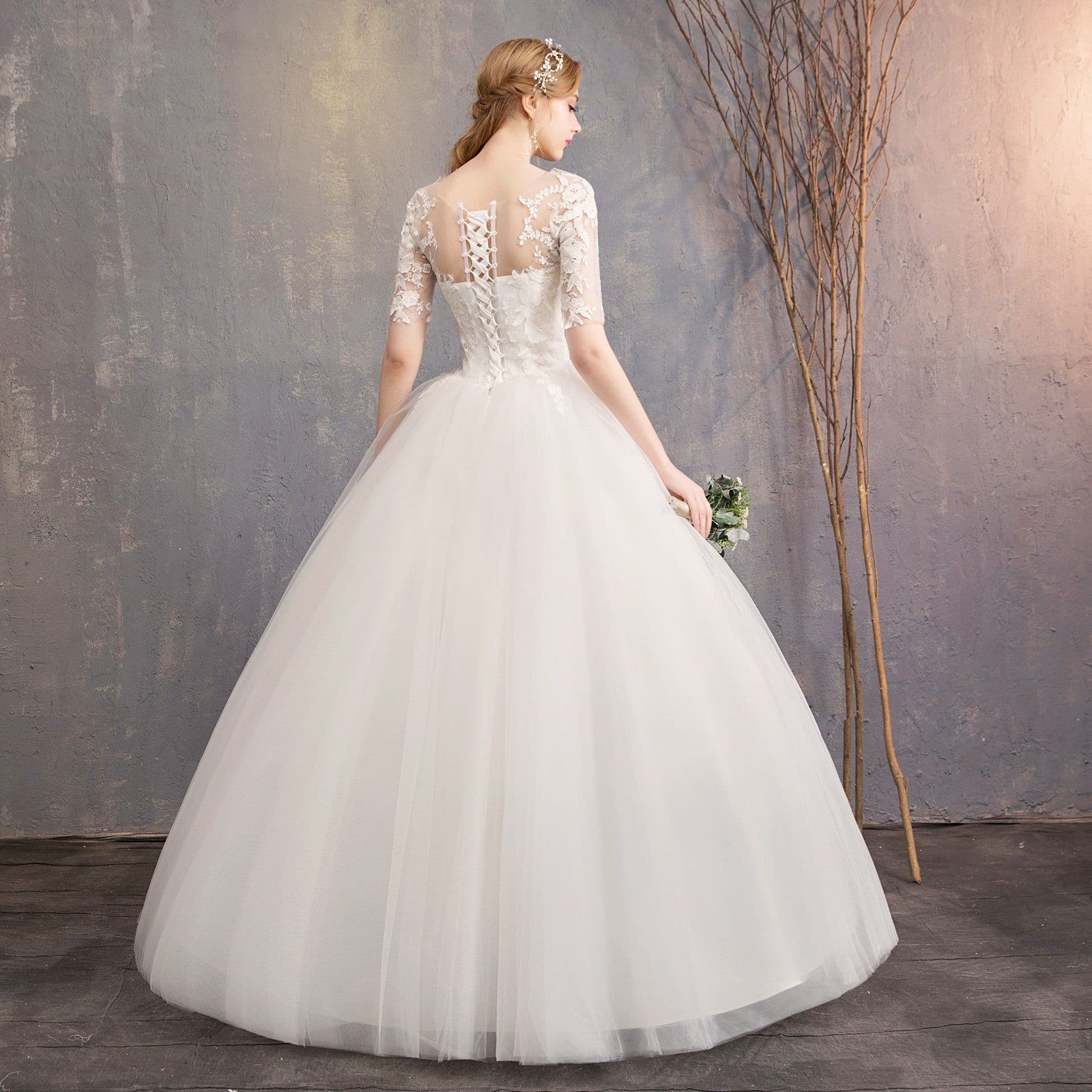 image-New Fashion Slim Fit Lace Mid Sleeve Plus Size Photo Studio Wedding Dress