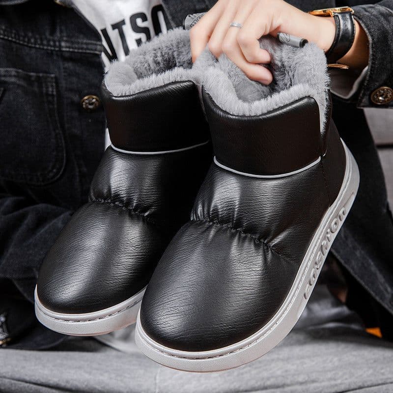 image-Winter Fleece-lined Warm Bread Shoes High-top Leather Men's Casual