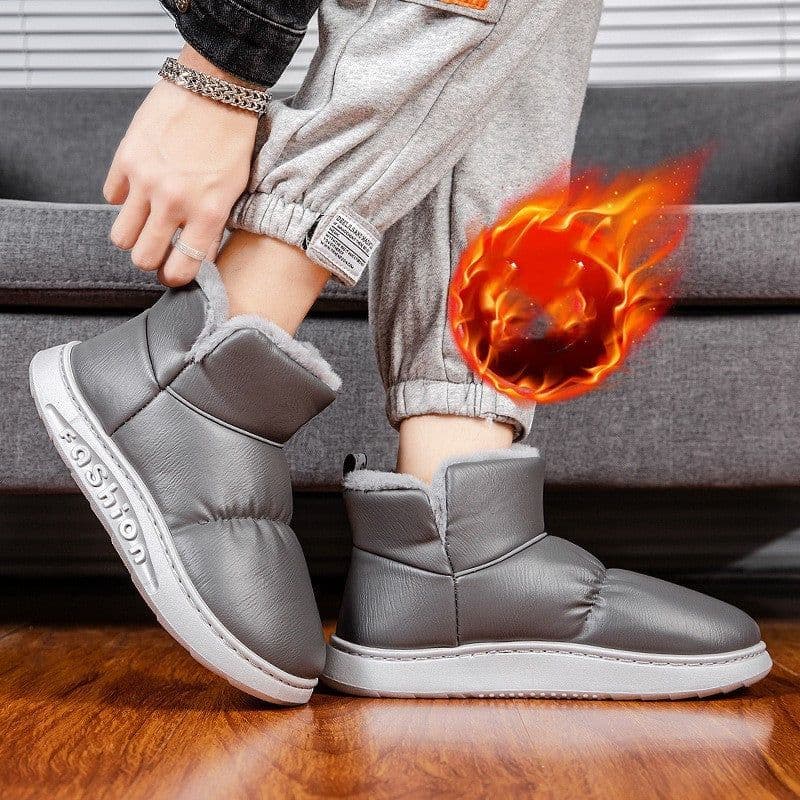 image-Winter Fleece-lined Warm Bread Shoes High-top Leather Men's Casual