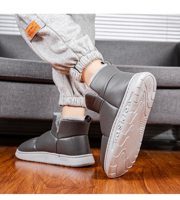 image-Winter Fleece-lined Warm Bread Shoes High-top Leather Men's Casual