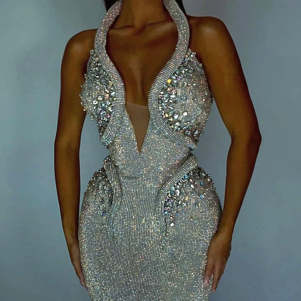 image-Sexy Sequined Banquet Dress Sheath Trailing Evening Dress