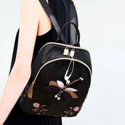 image-Chinese Style Embroidery Waterproof Large Capacity Ultra-light Japanese And Korean Leisure Travel Backpack