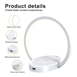image-Night Lights Lamp Bluetooth Speaker Table Light With 10W Wireless Charger USB Port Phone Holder With Dynamic Color