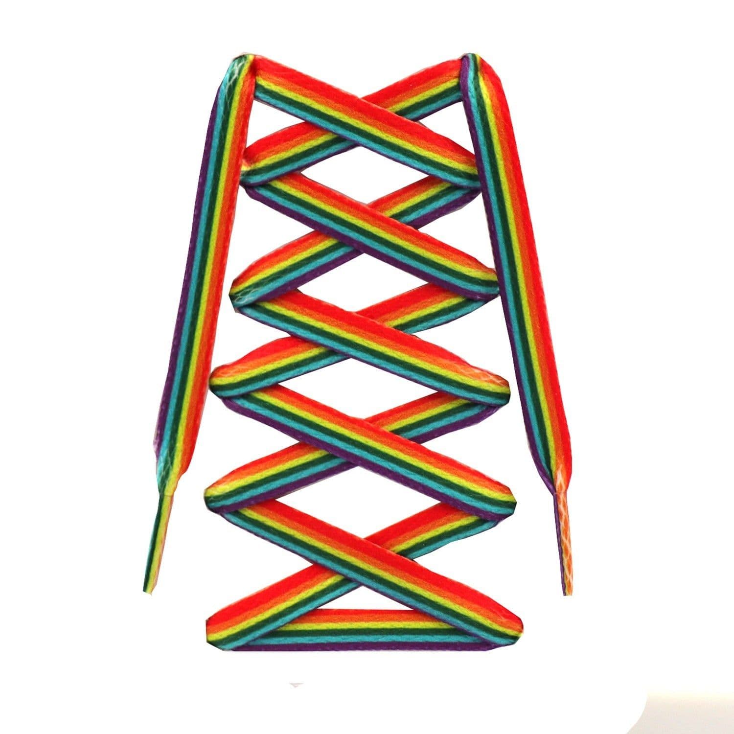 image-Rainbow Gradient Color Shoelace White Shoes Canvas Shoes