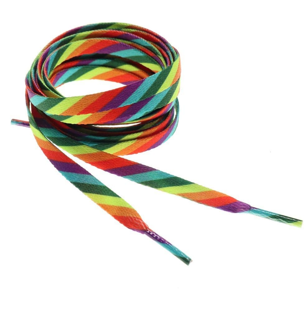 image-Rainbow Gradient Color Shoelace White Shoes Canvas Shoes