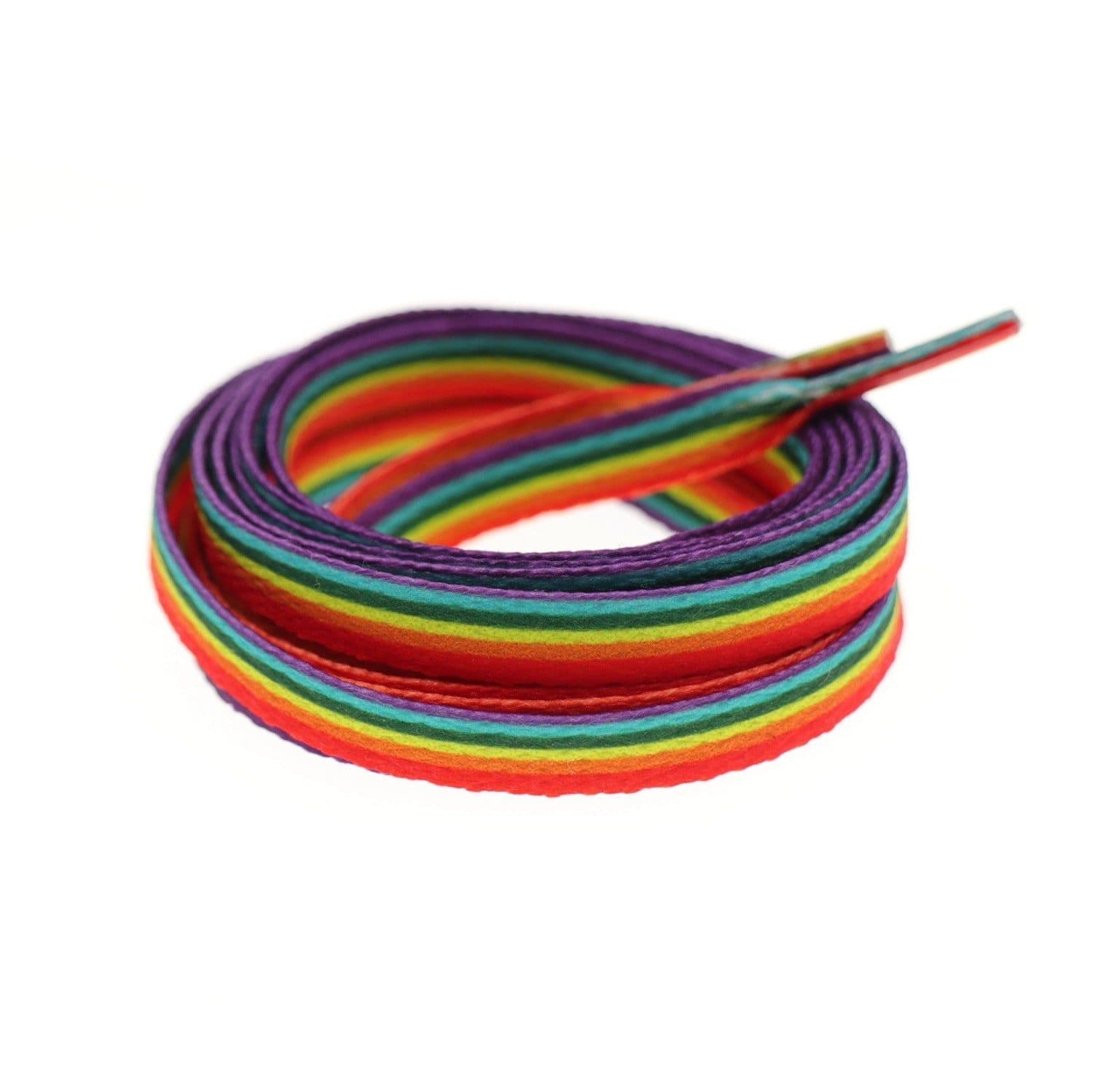 image-Rainbow Gradient Color Shoelace White Shoes Canvas Shoes