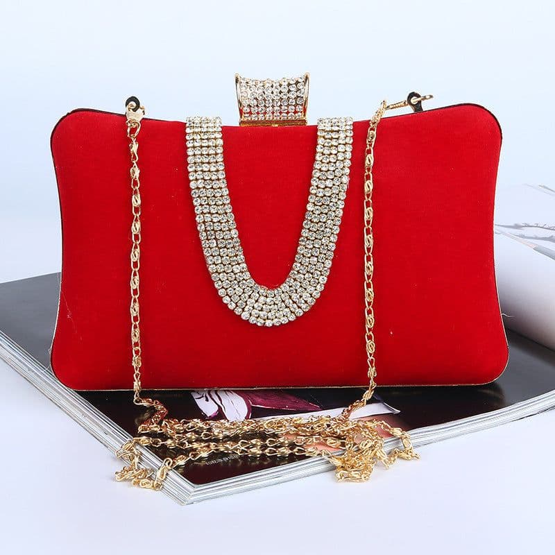 image-Suede European And American Food Bag U-shaped Diamond
