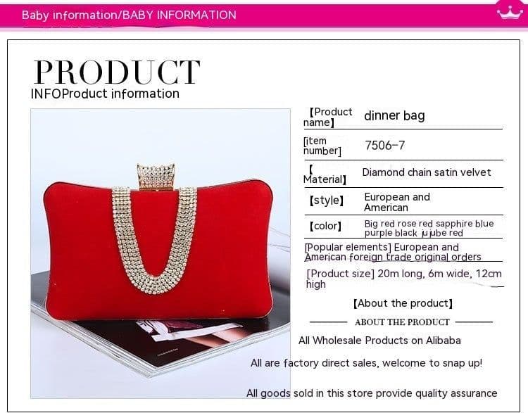 image-Suede European And American Food Bag U-shaped Diamond