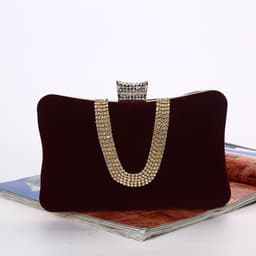 image-Suede European And American Food Bag U-shaped Diamond