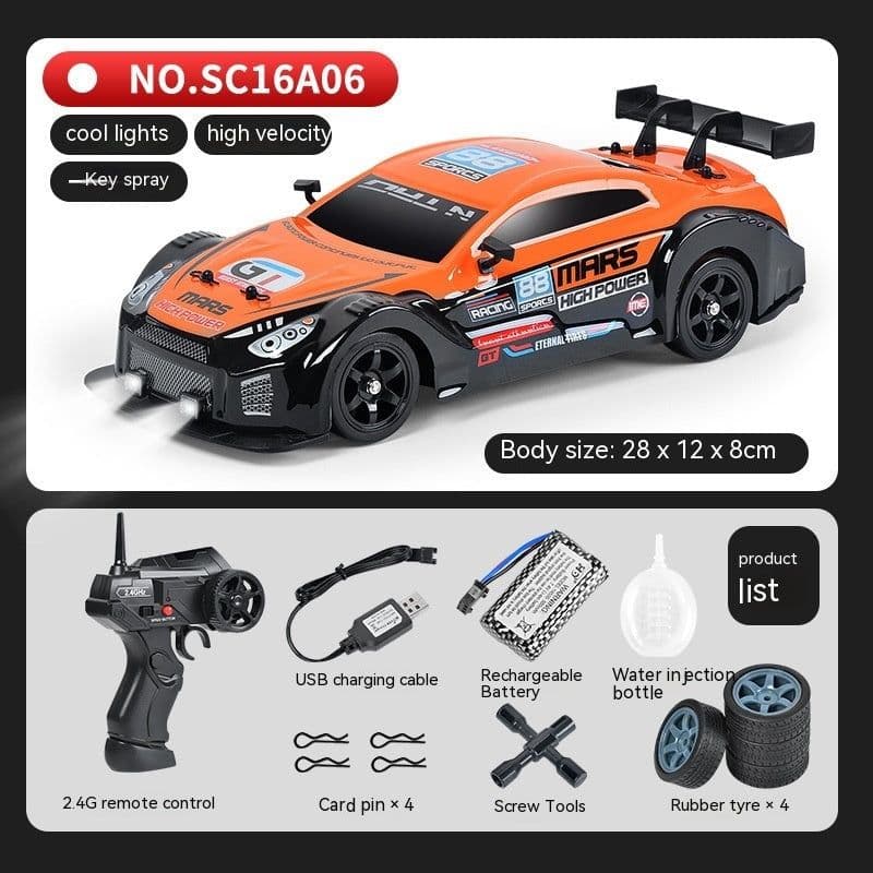 image-Remote Control Car Four-wheel Drive Drift Racing Car With Light Spray Boy Toy Remote Control Toy Car