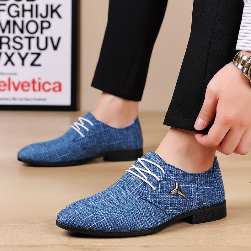 image-Men's Plus Size Cloth Breathable Pointed Linen Canvas Shoes