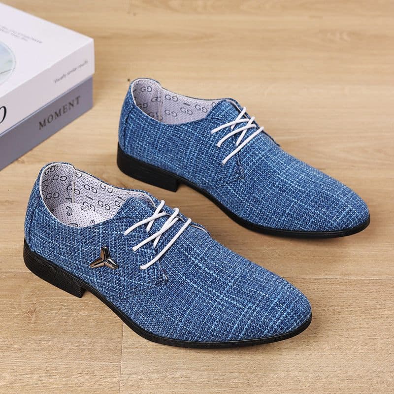 image-Men's Plus Size Cloth Breathable Pointed Linen Canvas Shoes
