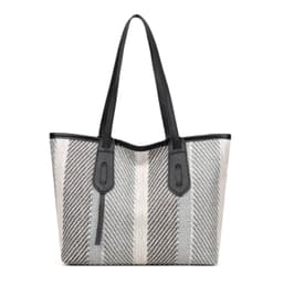 image-Bag Female Cotton And Linen Stripes Tote Bag Fabric Shoulder Bag