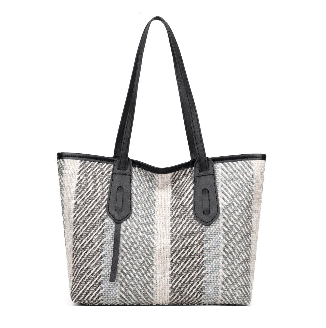image-Bag Female Cotton And Linen Stripes Tote Bag Fabric Shoulder Bag