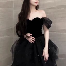 image-Black Evening Dress Light Luxury Minority French Style Pettiskirt
