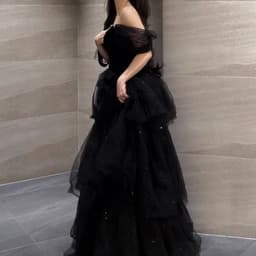 image-Black Evening Dress Light Luxury Minority French Style Pettiskirt