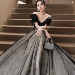 image-Off-shoulder Evening Dress High Sense Annual Birthday Performance Princess Dress