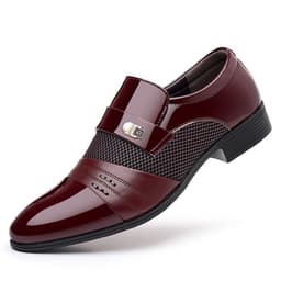 image-Wine Red Fashion Patchwork Leather Shoes For Men