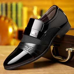 image-Wine Red Fashion Patchwork Leather Shoes For Men