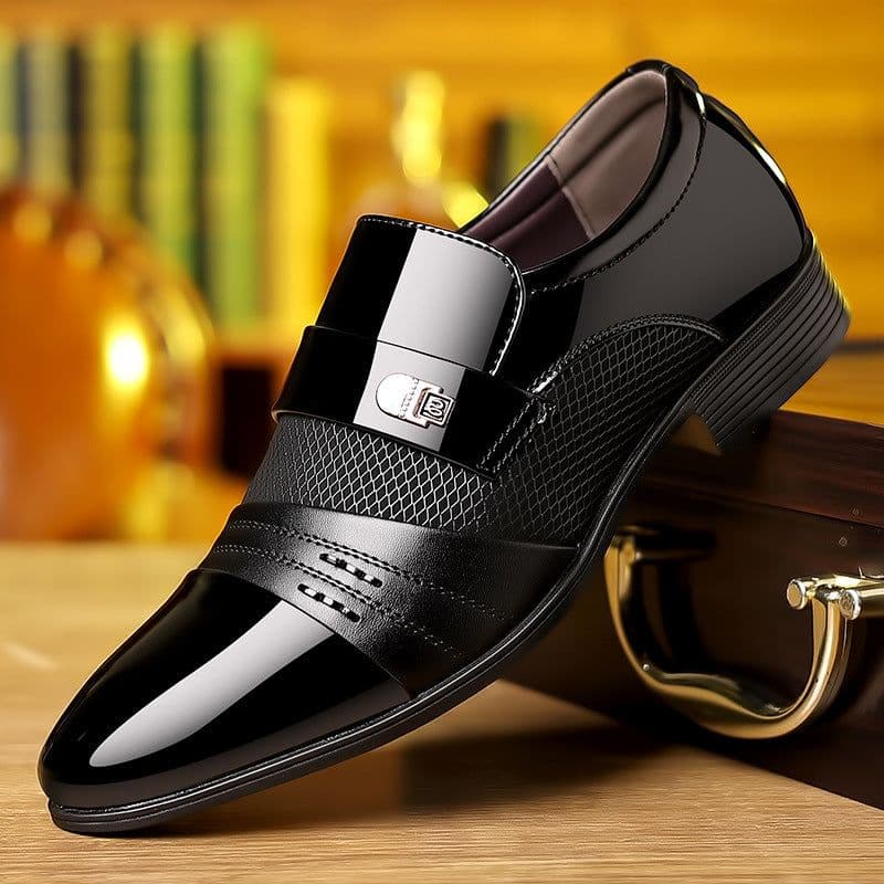 image-Wine Red Fashion Patchwork Leather Shoes For Men