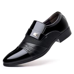 image-Wine Red Fashion Patchwork Leather Shoes For Men