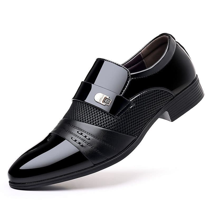 image-Wine Red Fashion Patchwork Leather Shoes For Men
