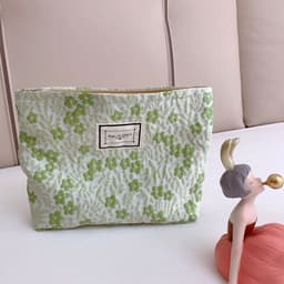 image-Jacquard Fabric Cosmetic Bag Large Capacity