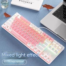 image-Mechanical Keyboard 87 Key Green Axis Cute Small Keyboard