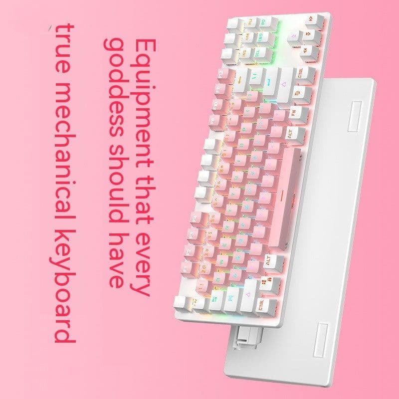 image-Mechanical Keyboard 87 Key Green Axis Cute Small Keyboard