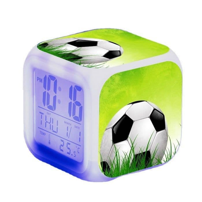 image-Football Pattern Little Alarm Clock Square Clock Student Children Mute Alarm