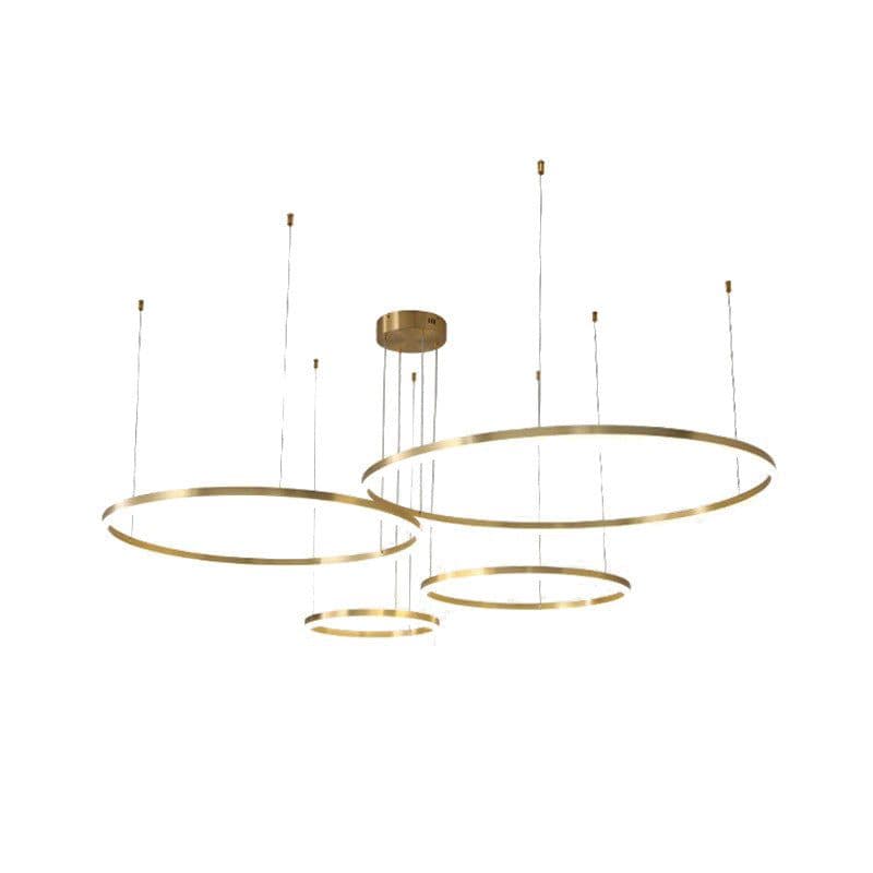 image-Nordic Modern Copper Circle Chandelier Atmospheric Light Luxury Living Room