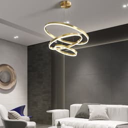 image-Nordic Modern Copper Circle Chandelier Atmospheric Light Luxury Living Room