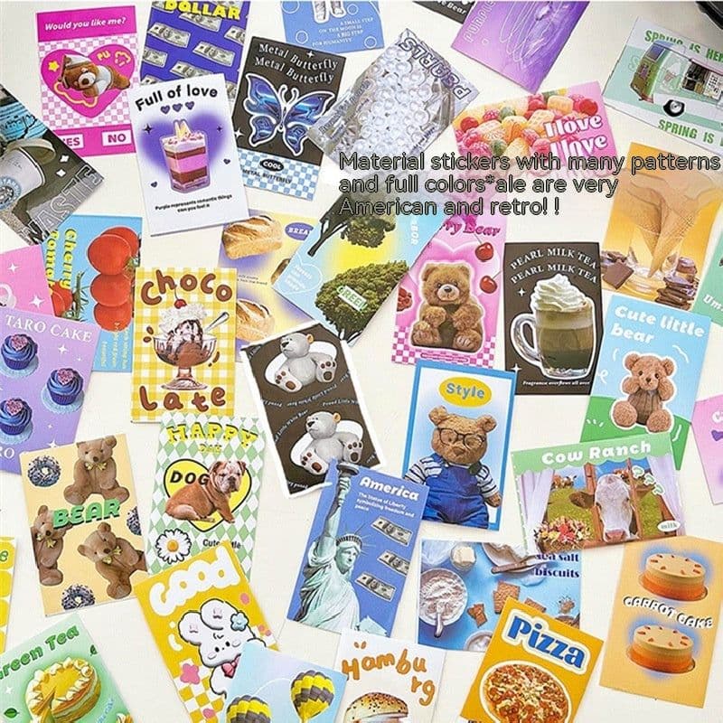 image-Stickers American Retro Journal Decoration Material Stickers Cartoon Mini Sticker Book