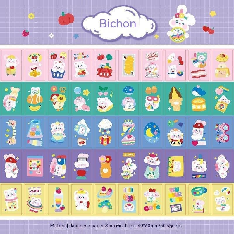 image-Stickers Hand Account Painting Heart Stickers Notebook Special Screen Protector Japanese Paper Cartoon Characters