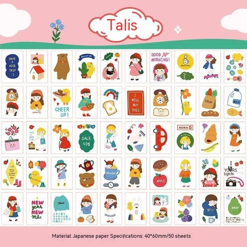image-Stickers Hand Account Painting Heart Stickers Notebook Special Screen Protector Japanese Paper Cartoon Characters