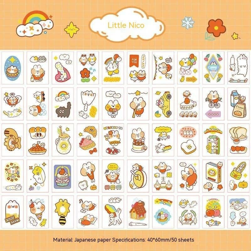 image-Stickers Hand Account Painting Heart Stickers Notebook Special Screen Protector Japanese Paper Cartoon Characters