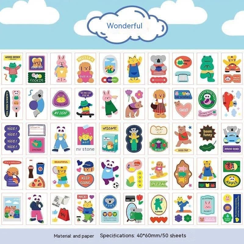 image-Stickers Hand Account Painting Heart Stickers Notebook Special Screen Protector Japanese Paper Cartoon Characters