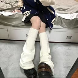 image-Japanese Style Students Pile Style Knitted Leg Warmers