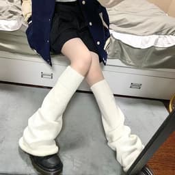 image-Japanese Style Students Pile Style Knitted Leg Warmers