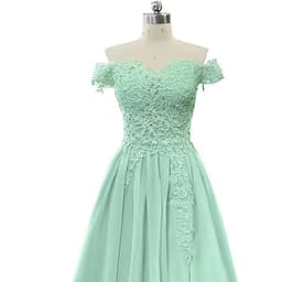 image-Women's Off-shoulder Shoulder-baring Long Prom Dress Slit Lace