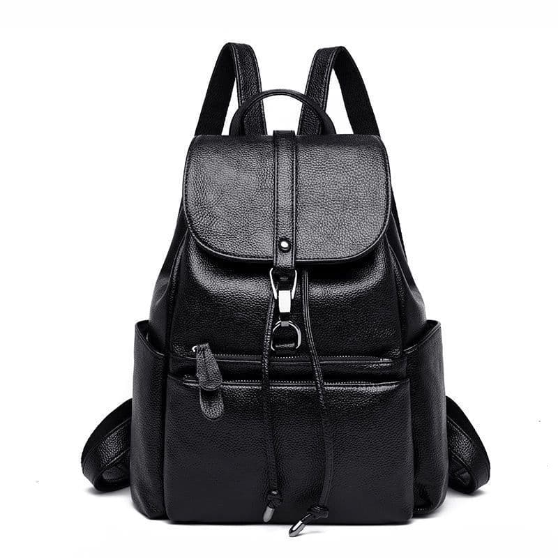 image-Women's Fashion Cattlehide Leather Soft Leather Casual All-matching Genuine Leather Backpack