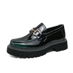 image-Men's Casual Leather Shoes Men's Round Head British Glossy Surface
