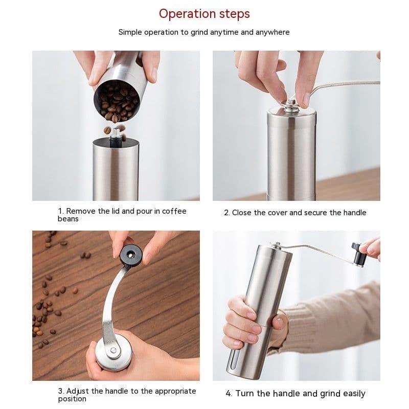 image-Coffee Machine Hand-cranked Household Coffee Bean Grinder Stainless Steel Small Manual Pulverizer