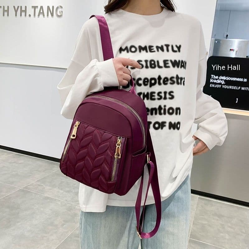 image-Fashion Women's Backpack Simple Rhombus Trendy Solid Color