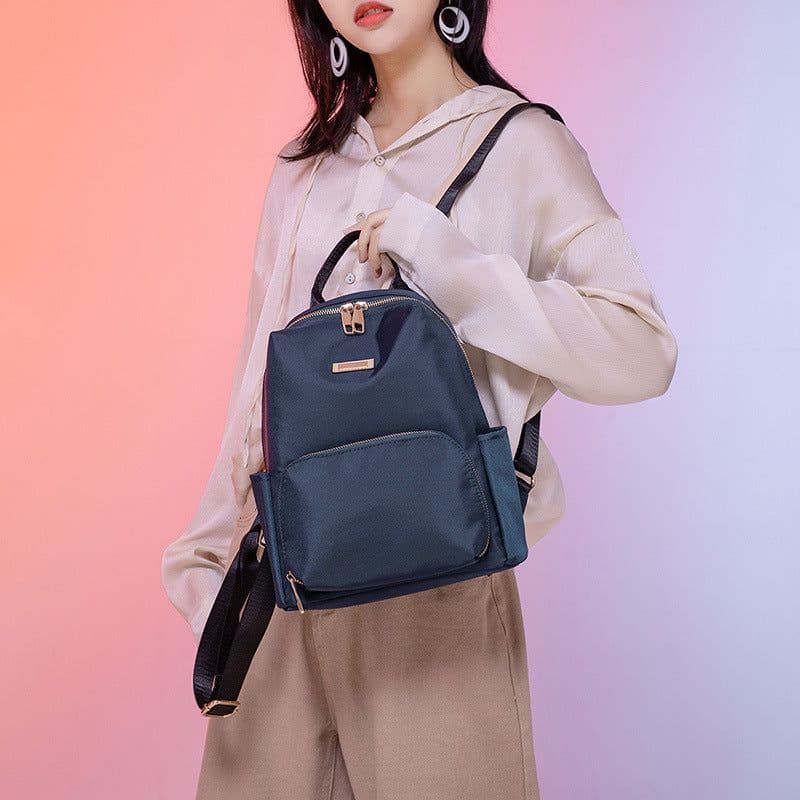 image-Trendy Korean Style Pure Color Simple Stylish Oxford Cloth Women's Backpack
